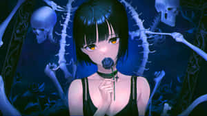 Goth Anime Girl With Dark Aura Wallpaper