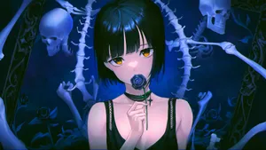 Goth Anime Girl With Dark Aura Wallpaper