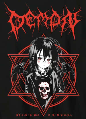 Goth Anime Girl With Demon Bat Wings Wallpaper