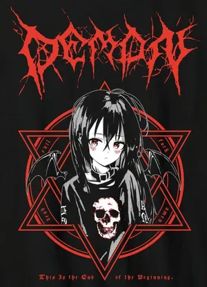 Goth Anime Girl With Demon Bat Wings Wallpaper