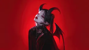 Goth Anime Girl With Demonic Wings Wallpaper