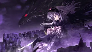 Goth Anime Girl With Dragon Wallpaper