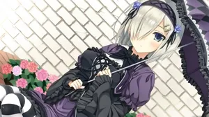 Goth Anime Girl With Parasol Wallpaper