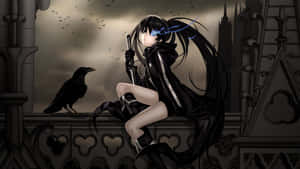 Goth Anime Girl With Raven Wallpaper