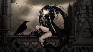 Goth Anime Girl With Raven Wallpaper