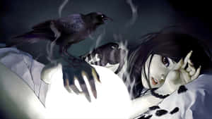 Goth Anime Girl With Raven Wallpaper