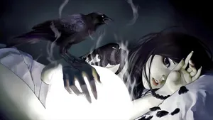 Goth Anime Girl With Raven Wallpaper