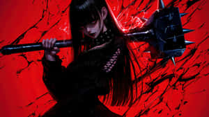 Goth Anime Girl With Spiked Mace Wallpaper