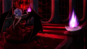 Goth Anime Girl With Wings Wallpaper