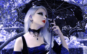 Goth Girl With Umbrella Wallpaper