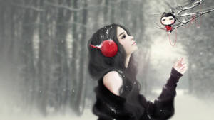 Goth Pretty Girl Cartoon In Woods Wallpaper