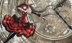 Gothic Anime Girl Clockwork Backdrop Wallpaper