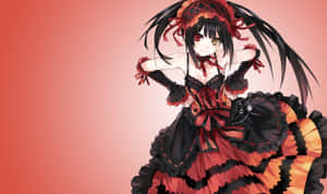 Gothic Anime Girlin Red Black Dress Wallpaper