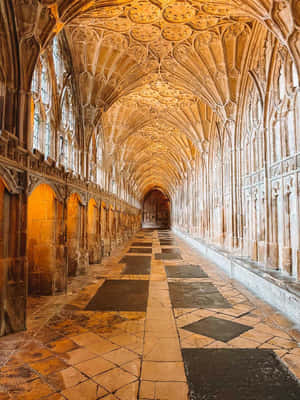 Gothic_ Architecture_ Corridor Wallpaper