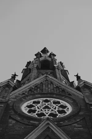 Gothic_ Church_ Facade_ Black_and_ White Wallpaper
