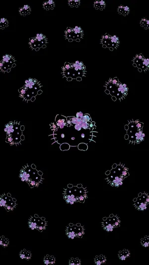 Gothic Floral Hello Kitty Pattern.jpg Wallpaper