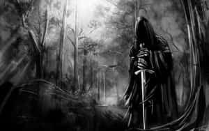 Gothic Forest Shrouded Figure.jpg Wallpaper