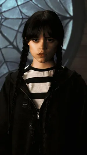 Gothic Girl With Braidsand Striped Shirt Wallpaper