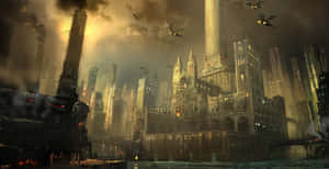 Gothic_ Industrial_ Cityscape_ Urban_ Fantasy_ Art Wallpaper