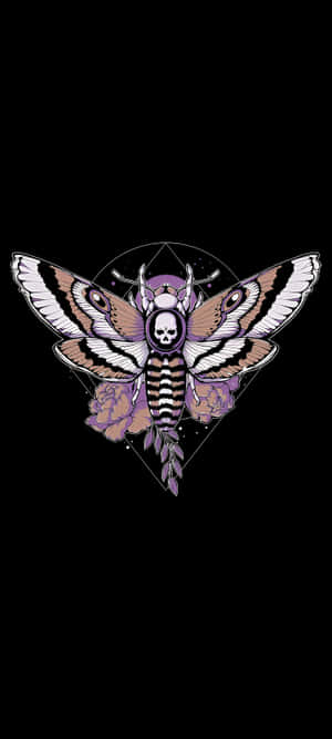 Gothic Moth Skull Artwork Wallpaper