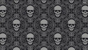 Gothic Skull Pattern Halloween Background Wallpaper