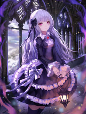 Gothic Victorian Lady In Dark Attire Wallpaper