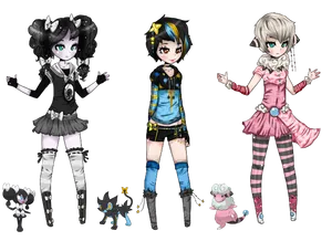 Gothorita, Flaaffy, And Luxray Gijinka Wallpaper
