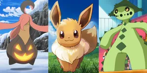 Gourgeist, Eevee, And Cacturne Wallpaper