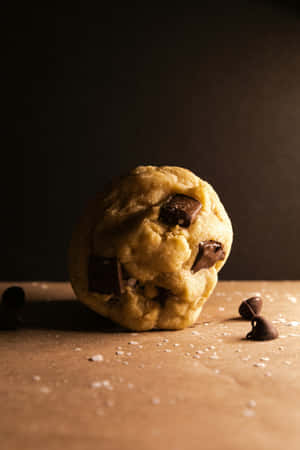 Gourmet Chocolate Chip Cookie Dark Background Wallpaper