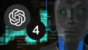 Gpt-4, The Advanced Ai Language Model, Showcased On A Futuristic Wallpaper With A Digital Background Wallpaper