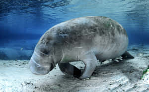 Graceful Manatee Glides Underwater Wallpaper