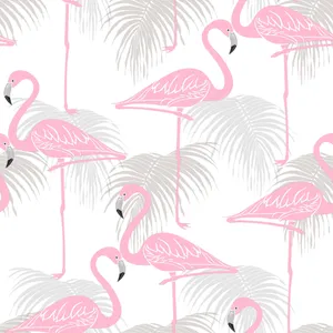Graceful Pink Flamingos Set Against A Serene Sunset Wallpaper