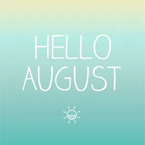 Gradient Blue Hello August Wallpaper