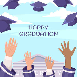 Graduation Hat Toss Artwork Wallpaper