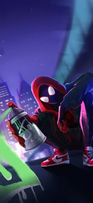 Graffiti Marvel Spider Man Miles Morales Iphone Wallpaper