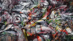 Graffiti Wall Art With Overlapping Patterns Wallpaper