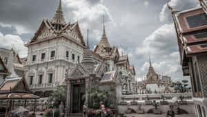 Grand Palace Bangkok Cloudy Sky Wallpaper