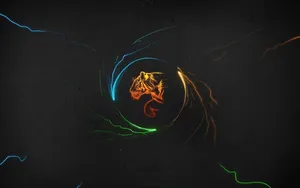 Graphic Design Glowing Orange Tiger Wallpaper