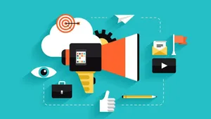 Graphic Icons Related To Content Creation Wallpaper