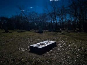 Gravestone Under A Cloudy Sky Wallpaper