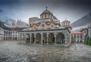 Gray Aesthetic Rila Monastery Exterior Wallpaper