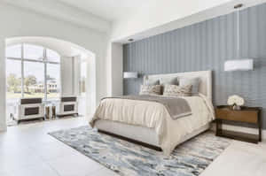 Gray And White Monochrome Bed Wallpaper