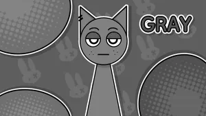 Gray Cat Character Sprunki Wallpaper