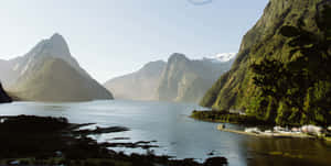 Gray Sky Milford Sound Wallpaper