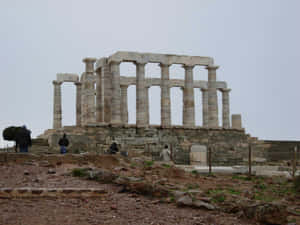 Gray Stone Sounion Temple Ruins Wallpaper