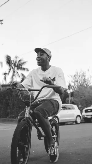 Grayscale Biking Tyler The Creator Pfp Wallpaper