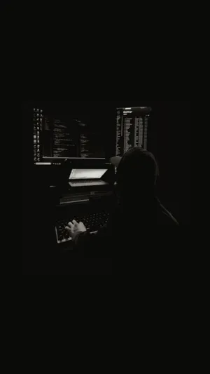 Grayscale Hacker On Workstation Hacking Android Wallpaper