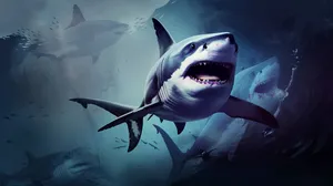 Great_ White_ Shark_ Predatory_ Gaze Wallpaper
