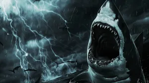 Great_ White_ Shark_ Stormy_ Sea Wallpaper