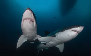 Great_ White_ Sharks_ Underwater Wallpaper